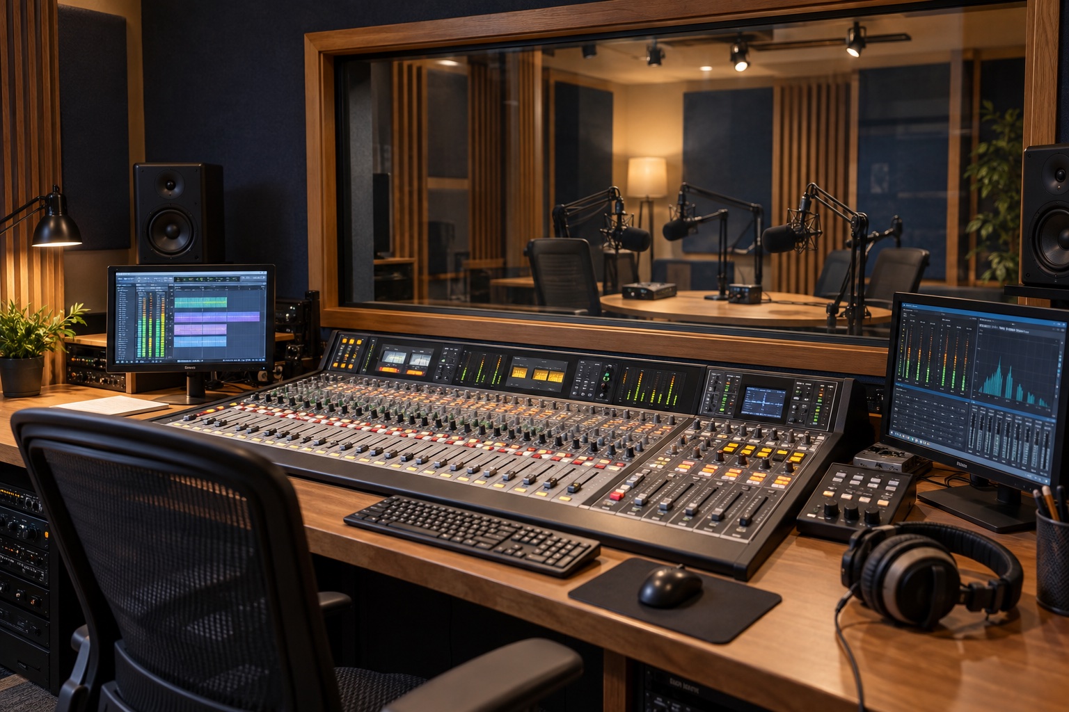 Illustrative radio broadcast studio